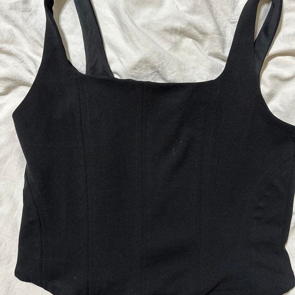 Maurice's Women's Shirt L - Black Corset Square Stretch Classic Modern Casual